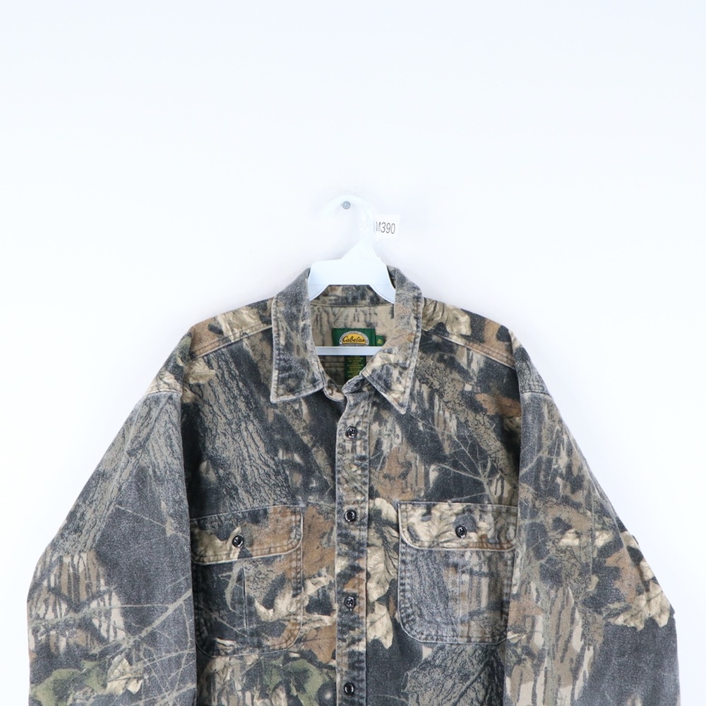Vintage 90s Cabelas Chamois Cloth Camo Shirt - Picture 2 of 7